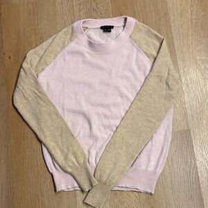 Theory Pink and Tan Crew Neck cashmere Sweater
